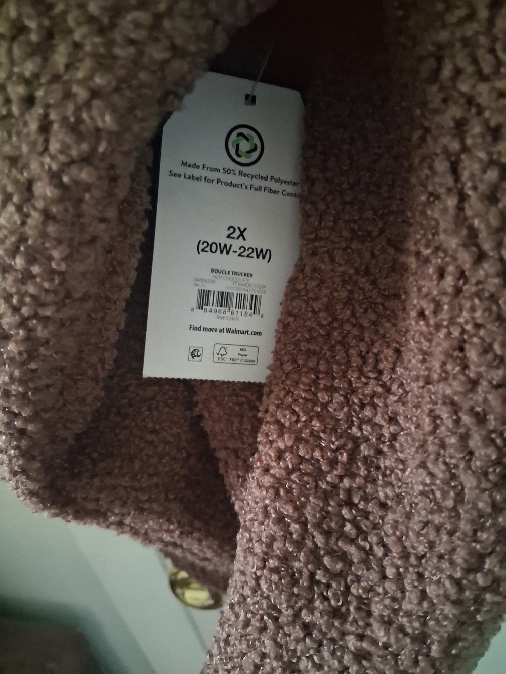 Time and Tru Brown Sherpa Fleece Coat 2X - Picture 7 of 7